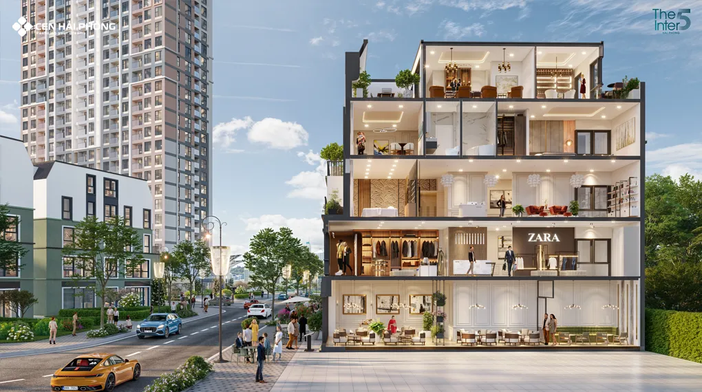 Shophouse dự án The Inter5 Dự án The Inter5: Mặt cắt Shophouse The Inter5